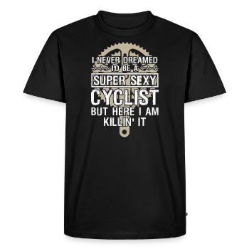 Le cycliste n’a jamais rêvé - T-shirt Premium bio Homme - noir - Devant - Nico (187cm)