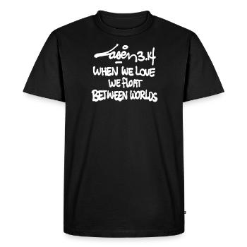 Laser 3.14: When We Love We Float Between Worlds - Men's Premium Organic T-Shirt - black - Front - Nico (187cm)