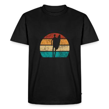 Surf toute la journée - Vague - Surfeur - Cadeau - T-shirt Premium bio Homme - noir - Devant - Nico (187cm)