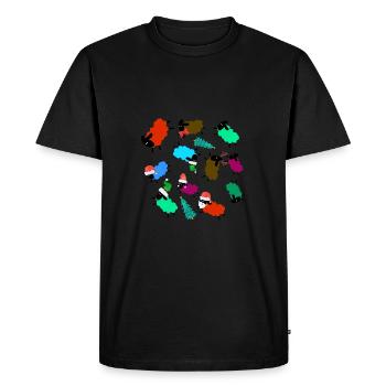 Moutons, Noël, Arbre de Noël, Homme de Noël - T-shirt Premium bio Homme - noir - Devant - Nico (187cm)