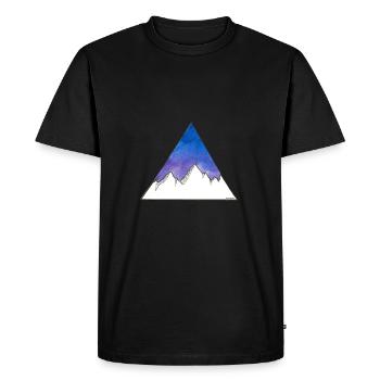 Montagnes dans le triangle sur un fond violet / bleu - T-shirt Premium bio Homme - noir - Devant - Nico (187cm)