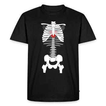 Squelette avec coeur - T-shirt Premium bio Homme - noir - Devant - Nico (187cm)