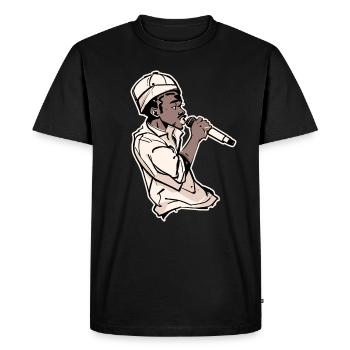 Rappeur tenant un micro avec Stroke (noir) - T-shirt Premium bio Homme - noir - Devant - Nico (187cm)