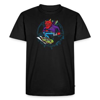 Patinez ou ... brûlez en enfer! - T-shirt Premium bio Homme - noir - Devant - Nico (187cm)
