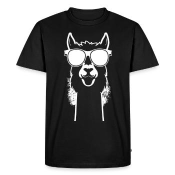 Lustiges Alpaka mit Sonnenbrille Coole Alpakas - Männer Premium Bio T-Shirt - Schwarz - Vorne - Nico (187cm)