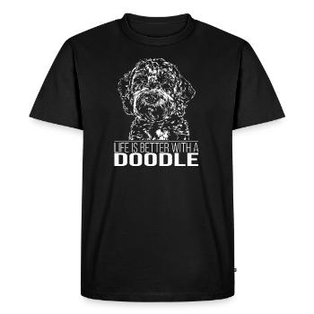 DOODLE Life is better Hunde Sort Wilsigns - T-shirt Premium bio Homme - noir - Devant - Nico (187cm)