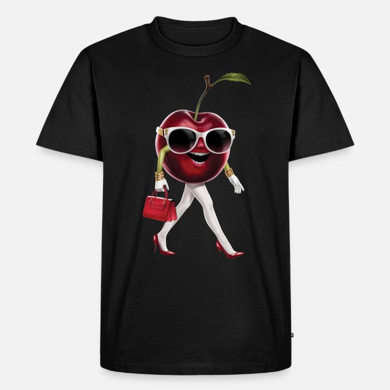 Frauen Kirsche - Männer Premium Bio T-Shirt - Schwarz