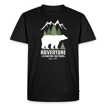 Amoureux de la nature randonnée nature arbres montagnes ours cool - T-shirt Premium bio Homme - noir - Devant - Nico (187cm)
