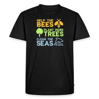 Aidez les abeilles à planter plus d'arbres | Forêt arbres nature - T-shirt Premium bio Homme - noir - Devant - Nico (187cm)