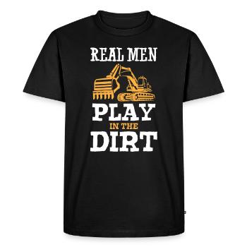 De vrais hommes jouent dans la pelle de terre - T-shirt Premium bio Homme - noir - Devant - Nico (187cm)