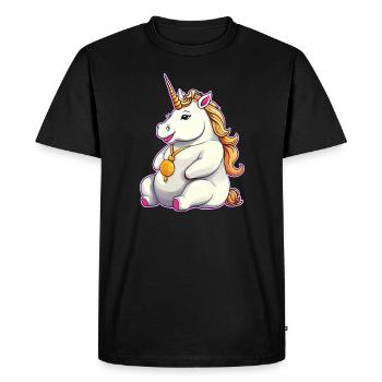 Licorne grasse mignonne - T-shirt Premium bio Homme - noir - Devant - Nico (187cm)