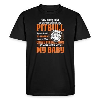 Maman Pitbull folle - T-shirt Premium bio Homme - noir - Devant - Nico (187cm)