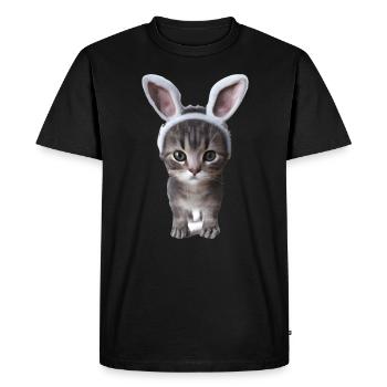 Chat avec oreilles de lapin - T-shirt Premium bio Homme - noir - Devant - Nico (187cm)