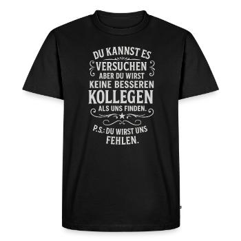 Collègues Adieu Collègue Changement de poste - T-shirt Premium bio Homme - noir - Devant - Nico (187cm)