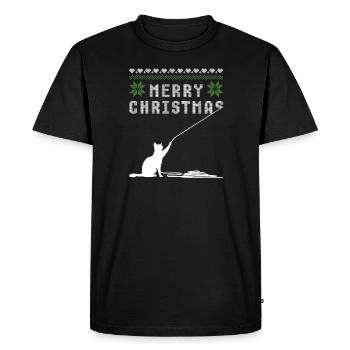 Joyeux noël chat laid pull - T-shirt Premium bio Homme - noir - Devant - Nico (187cm)