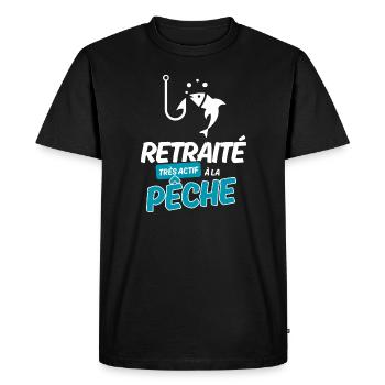 Retraité pécheur retraite pêche - T-shirt Premium bio Homme - noir - Devant - Nico (187cm)