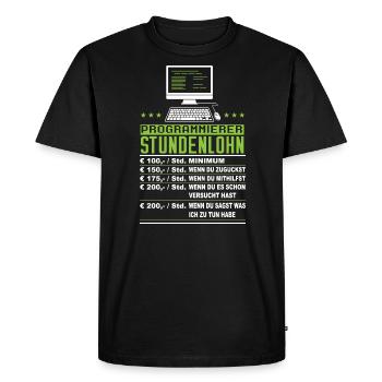 Programmierer Stundenlohn Lustig - Männer Premium Bio T-Shirt - Schwarz - Vorne - Nico (187cm)