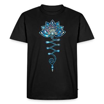 Lotus, Yoga Meditation, Festival, Blume, Blüte - Männer Premium Bio T-Shirt - Schwarz - Vorne - Nico (187cm)