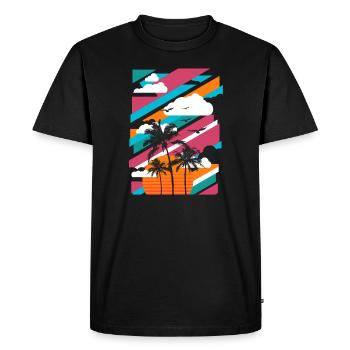 Palm Paradise 01 - T-shirt Premium bio Homme - noir - Devant - Nico (187cm)