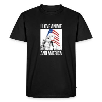 J’adore l’anime et le style manga américain. - T-shirt Premium bio Homme - noir - Devant - Nico (187cm)