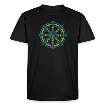 Roue de Dharma, symbole bonne chance, bouddhisme, - T-shirt Premium bio Homme - noir - Devant - Nico (187cm)