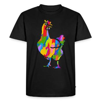 Chicken Colorful - Men's Premium Organic T-Shirt - black - Front - Nico (187cm)