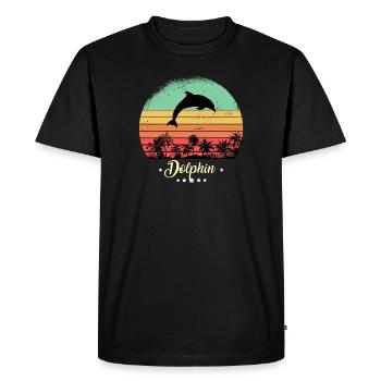 Dolphin Vintage Animals Retro Sunset Sea Creatures - Men's Premium Organic T-Shirt - black - Front - Nico (187cm)