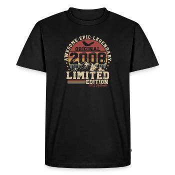 2008 Born Vintage Retro Cadeau d’anniversaire - T-shirt Premium bio Homme - noir - Devant - Nico (187cm)