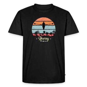 Kayak Aviron Vintage Rétro Sunset Sports - T-shirt Premium bio Homme - noir - Devant - Nico (187cm)