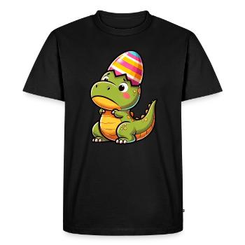 T-Rex de Pâques en coquille d’œuf, maladroit - T-shirt Premium bio Homme - noir - Devant - Nico (187cm)