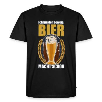 Der Beweis, Bier macht schön Mann Geschenkidee - Männer Premium Bio T-Shirt - Schwarz - Vorne - Nico (187cm)