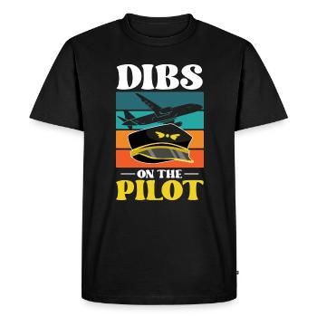Dibs On The Pilot - Men's Premium Organic T-Shirt - black - Front - Nico (187cm)