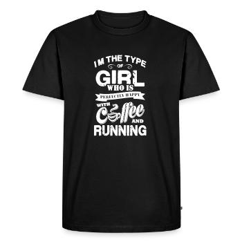 Happy With Coffee And Running - Men's Premium Organic T-Shirt - black - Front - Nico (187cm)