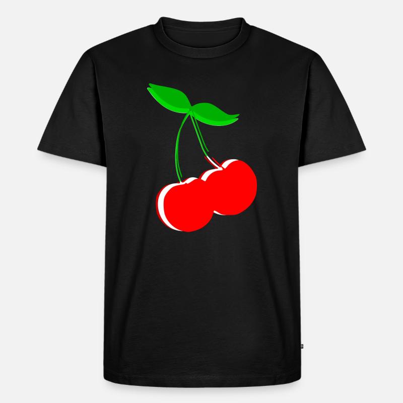 Kirsche Retro Früchte Obst Geschenk Geschenkidee - Männer Premium Bio T-Shirt - Schwarz