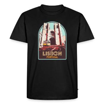 Lisbonne, belle ville Portugal cathedrale tramway - T-shirt Premium bio Homme - noir - Devant - Nico (187cm)