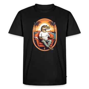 Alligator sur canapé - T-shirt Premium bio Homme - noir - Devant - Nico (187cm)