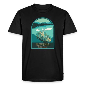 Illustration : L'île enchantée de Bled - T-shirt Premium bio Homme - noir - Devant - Nico (187cm)