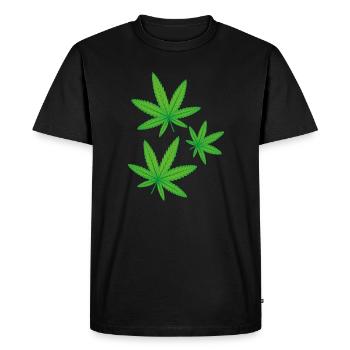 Feuilles de cannabis vertes - T-shirt Premium bio Homme - noir - Devant - Nico (187cm)