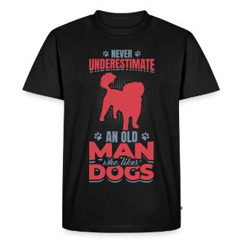 Vieil homme qui aime les chiens - T-shirt Premium bio Homme - noir - Devant - Nico (187cm)