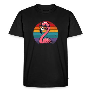 Cool Retro Flamingo en lunettes de soleil Funny Flamingo - T-shirt Premium bio Homme - noir - Devant - Nico (187cm)