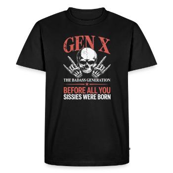 Gen X - The Badass Generation Skull Design - Men's Premium Organic T-Shirt - black - Front - Nico (187cm)