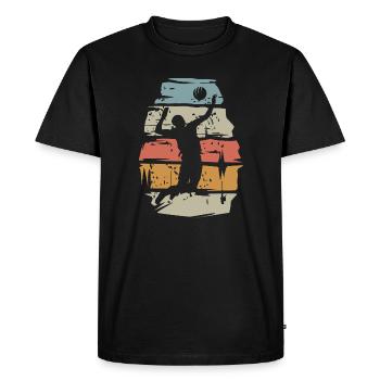Joueur de volley-ball rétro - Attaque de balle Scratch - T-shirt Premium bio Homme - noir - Devant - Nico (187cm)