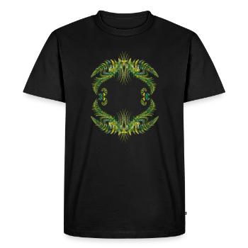 Kaleidoscope ornament of green fern leaves - Men's Premium Organic T-Shirt - black - Front - Nico (187cm)
