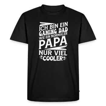 Papa joueur dicton - T-shirt Premium bio Homme - noir - Devant - Nico (187cm)