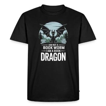 Not A Bookworm A Book Dragon - Men's Premium Organic T-Shirt - black - Front - Nico (187cm)