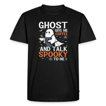 T-shirt fantôme effrayant avec conversation autour d'un café - T-shirt Premium bio Homme - noir - Devant - Nico (187cm)