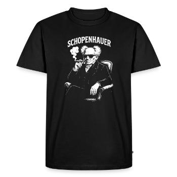 Schopenhauer Philosopher Smoking a Cigar Portrait - Men's Premium Organic T-Shirt - black - Front - Nico (187cm)