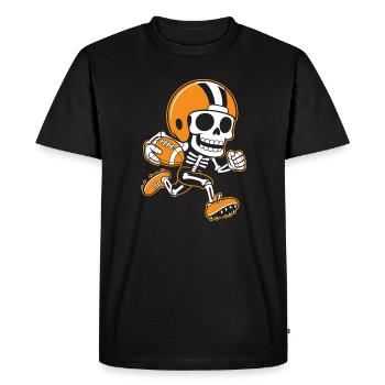 Mascotte de football squelette orange - T-shirt Premium bio Homme - noir - Devant - Nico (187cm)