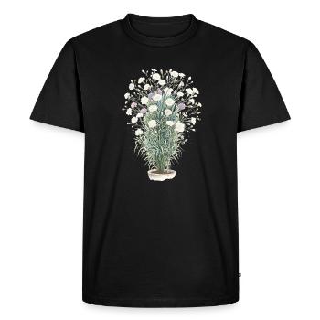 Watercolor Bouquet White-Purple - Men's Premium Organic T-Shirt - black - Front - Nico (187cm)