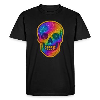 Crâne à paillettes arc-en-ciel - T-shirt Premium bio Homme - noir - Devant - Nico (187cm)